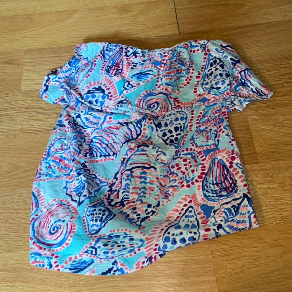 Lily Pulitzer Shell Me About It Ruffle Strapless Top